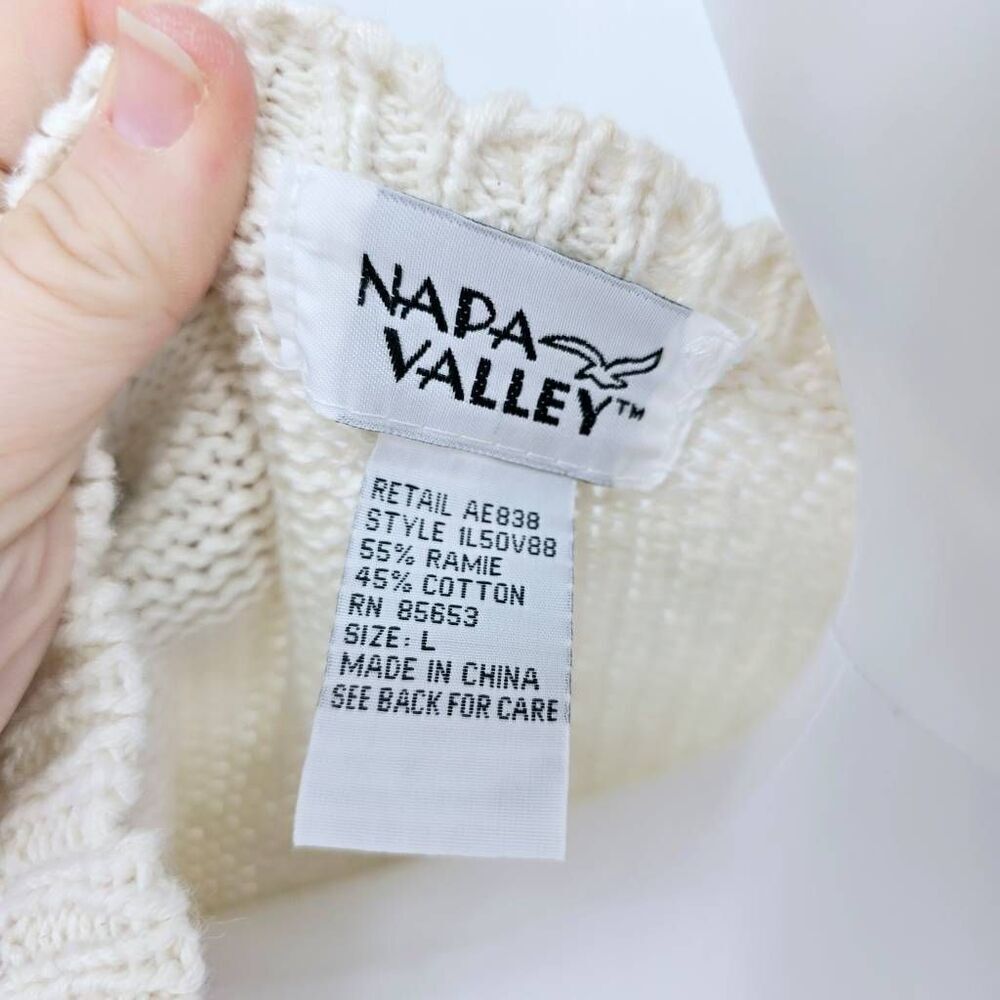 90s Tassel Sweater Cardigan Vest White L - Picture 5 of 6
